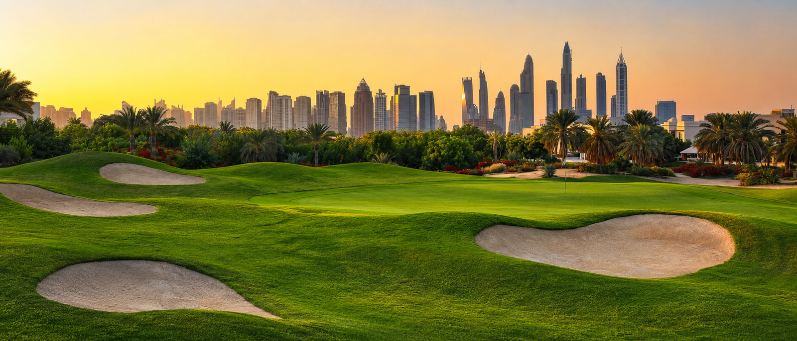 Emirates Hills evening golf setting
